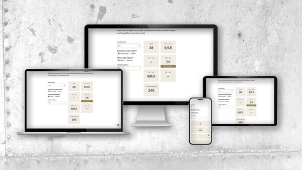 Webdesign von Paul Jackson: Schuhgrößenumrechner