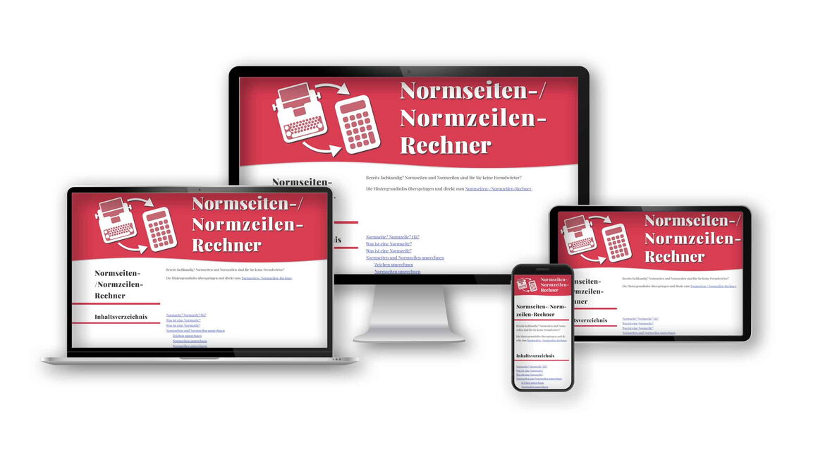 Web design by Paul Jackson: Normseiten-/Normzeilen-Rechner (German-language website)